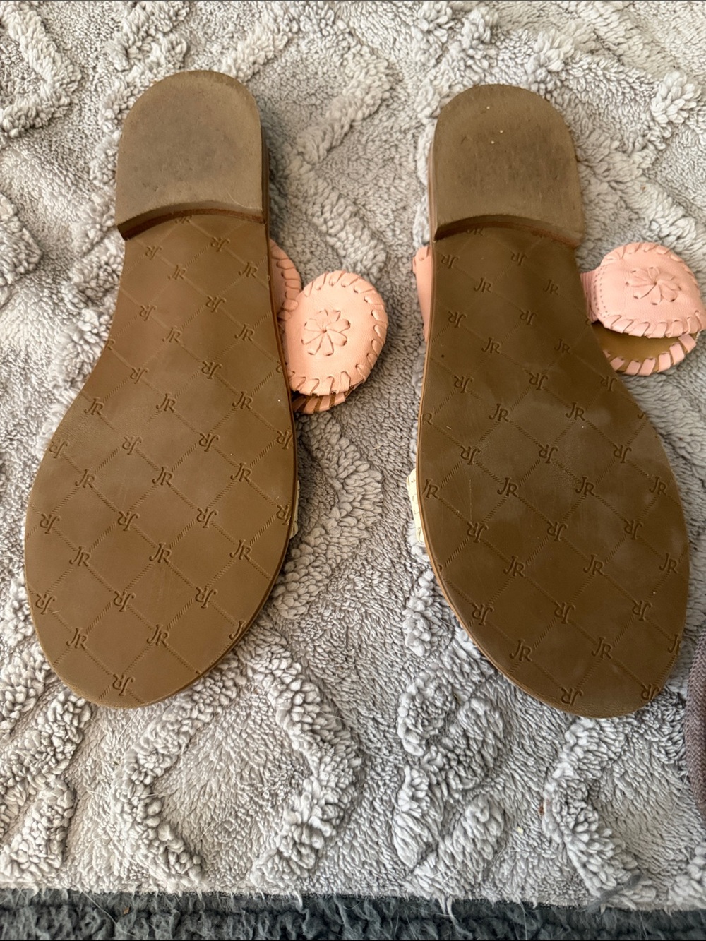 Jack Rogers Two-Tone Pink & Cream Leather Circle Sandals - Picture 2 of 6